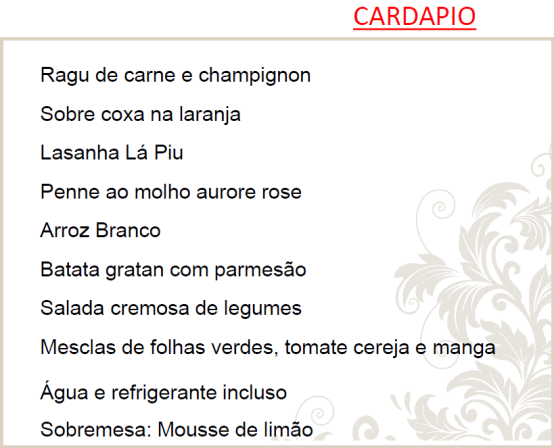 cardápio